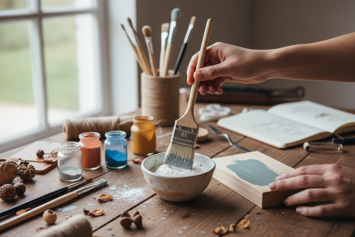 Casein powder being used in craft project