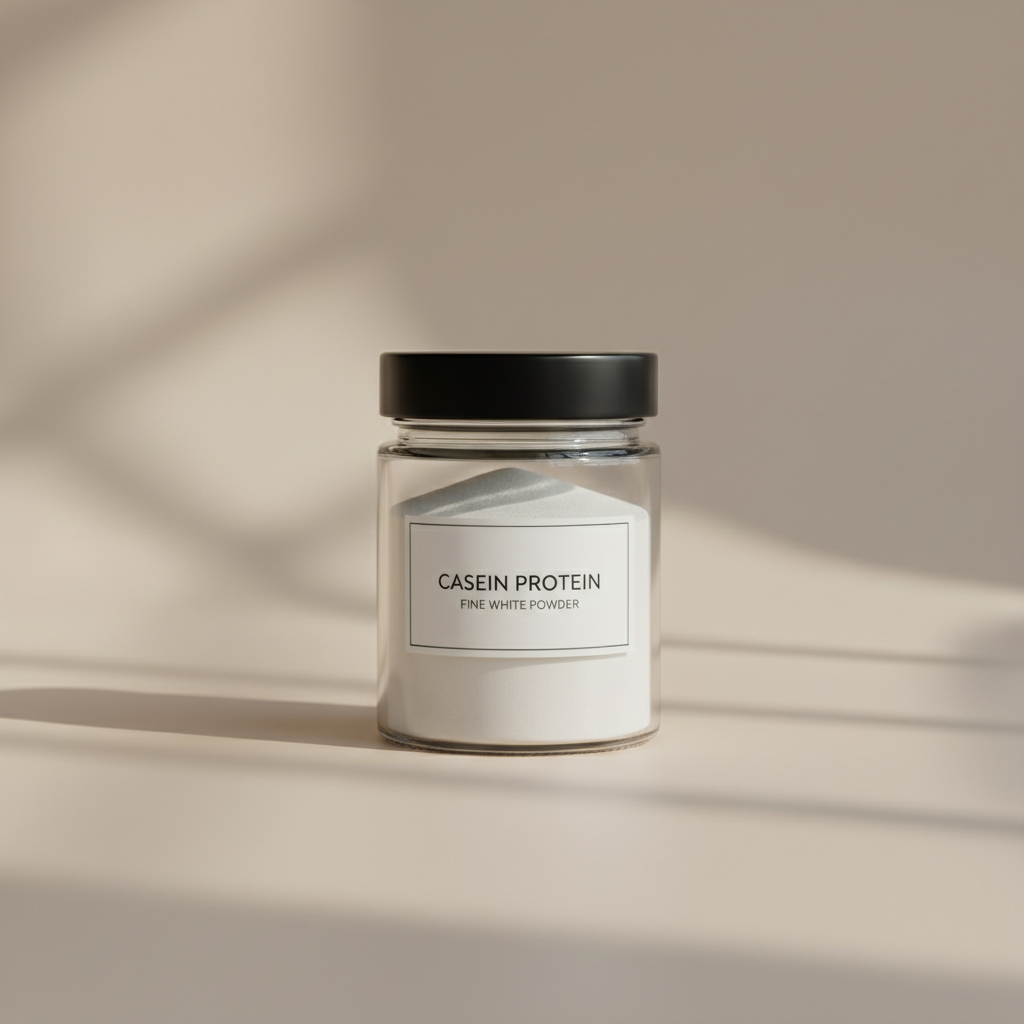 Clean casein powder product photography
